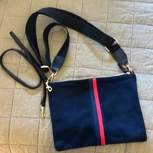 EUC Clare V Perforated Leather Crossbody Bag with two straps